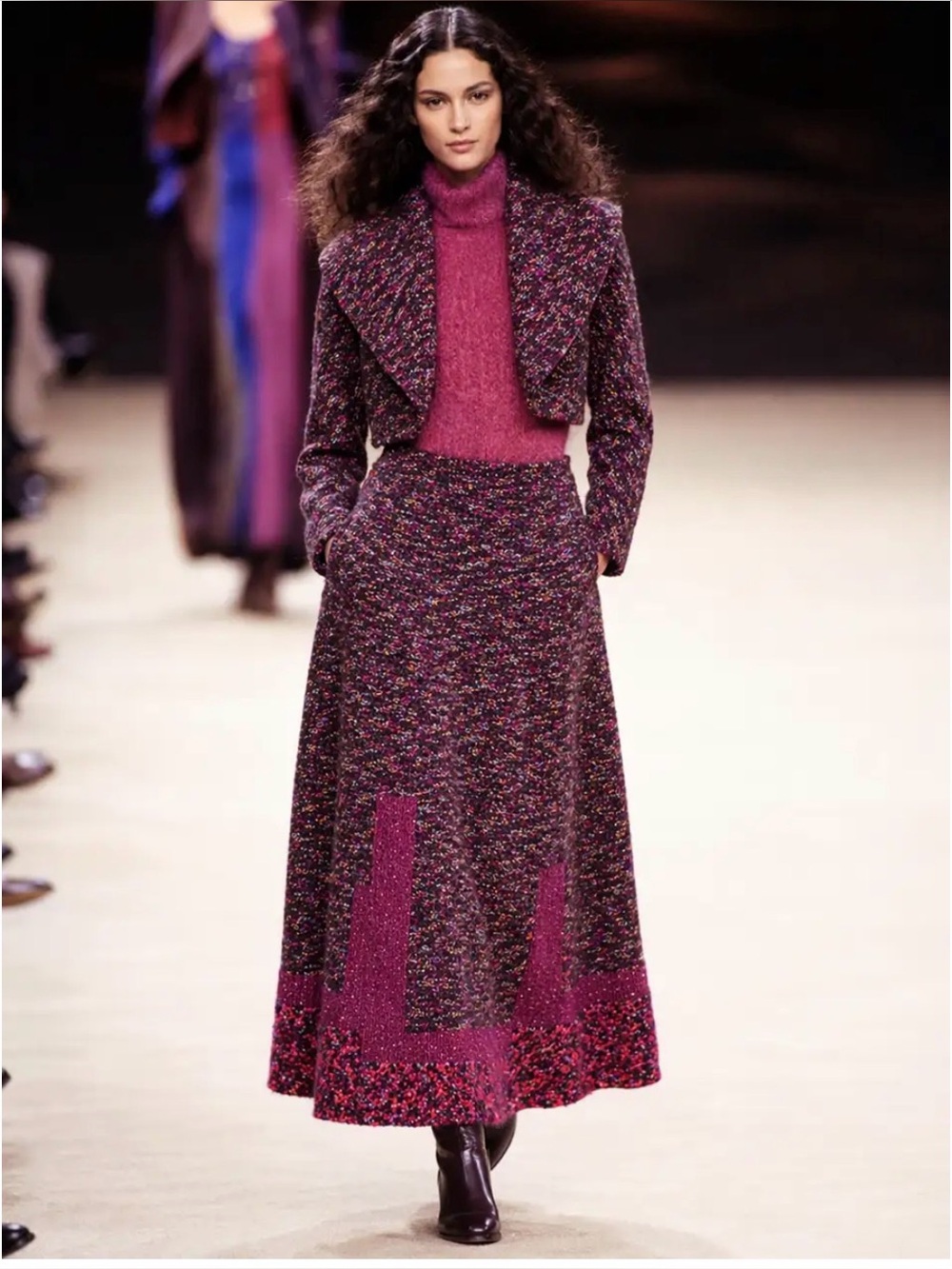 Kenzo Purple Wool Mohair Maxi Skirt with Magenta Accents and Silk Lining - Picture 9 of 9